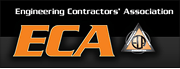 ECA logo with large orange letters and a triangle on black.