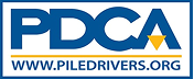 Blue and yellow PDCA logo with www.piledrivers.org below.