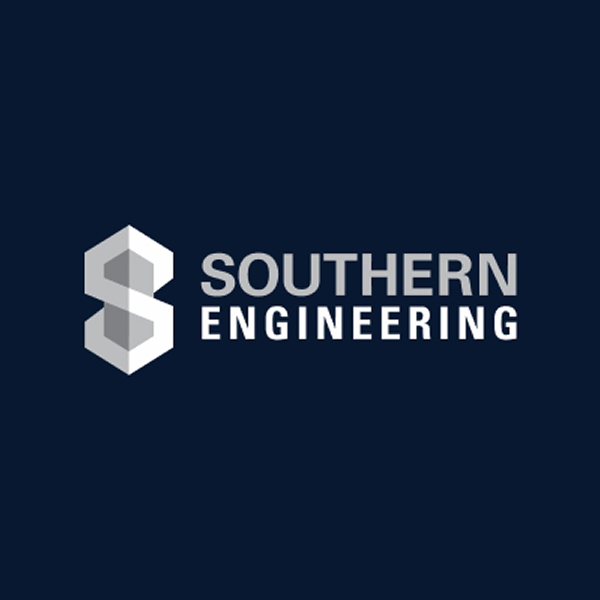 Southern Engineering logo with 3D S on dark blue background.